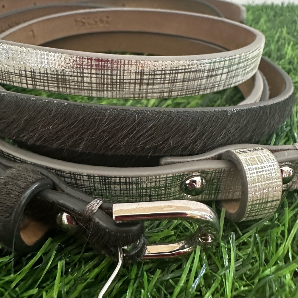 Ann Taylor Genuine Leather Bundle of Silver and Black Belt Size Large - Picture 3 of 14